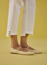 A Model Wearing Poplin Classic Summer Organic Cotton Trousers, curated by Only Ethikal